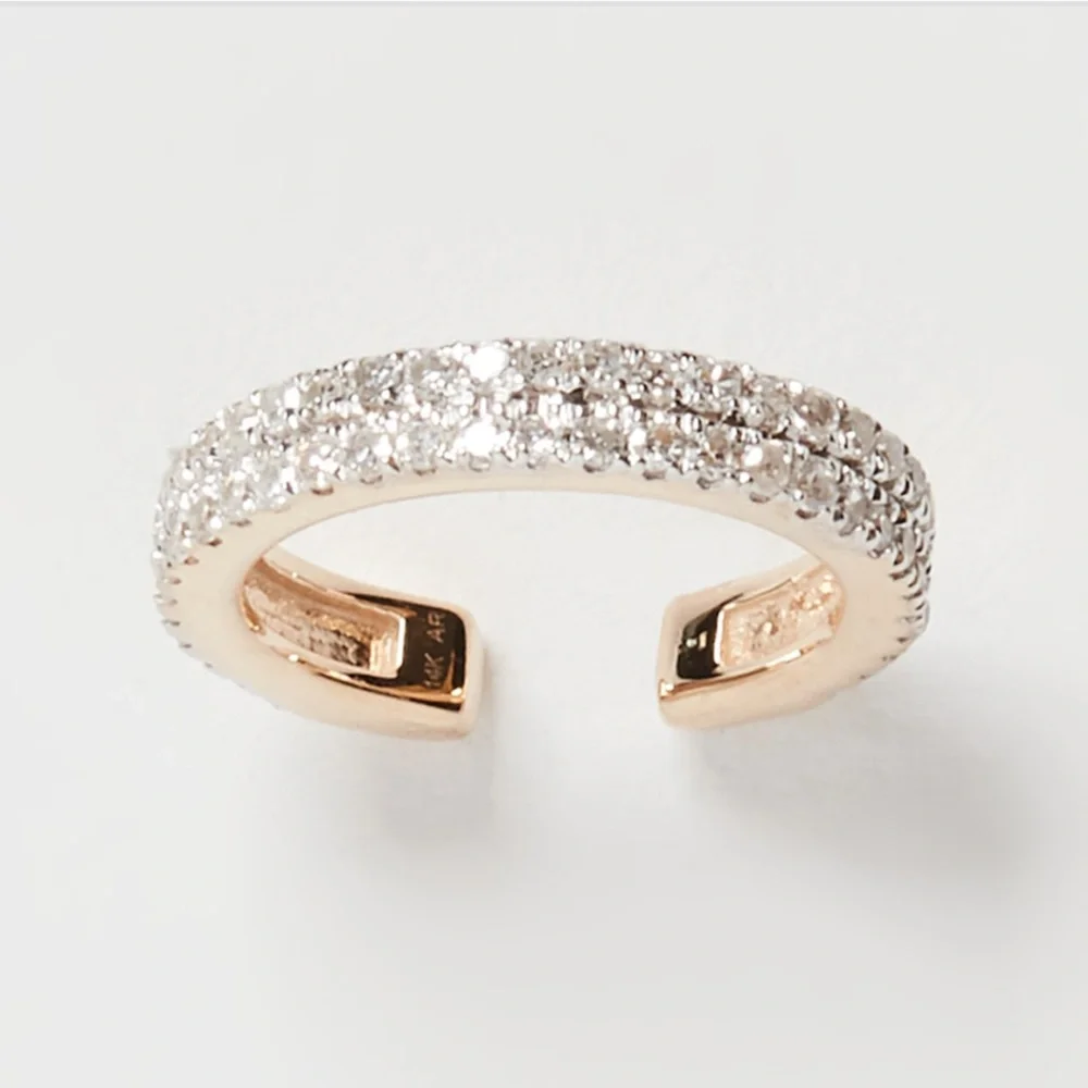 Adina Reyter 14k Pave Double Wide Ear Cuff - Picture 2 of 7